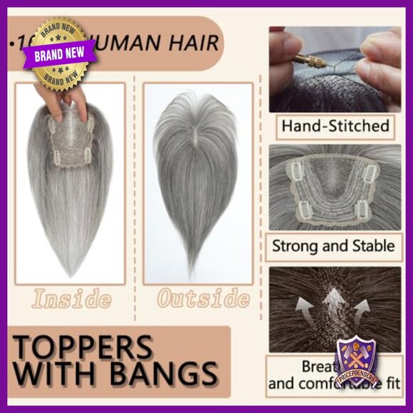 Real Human Hair Topper with Bangs for Thinning Hair 12 Inch main image 5